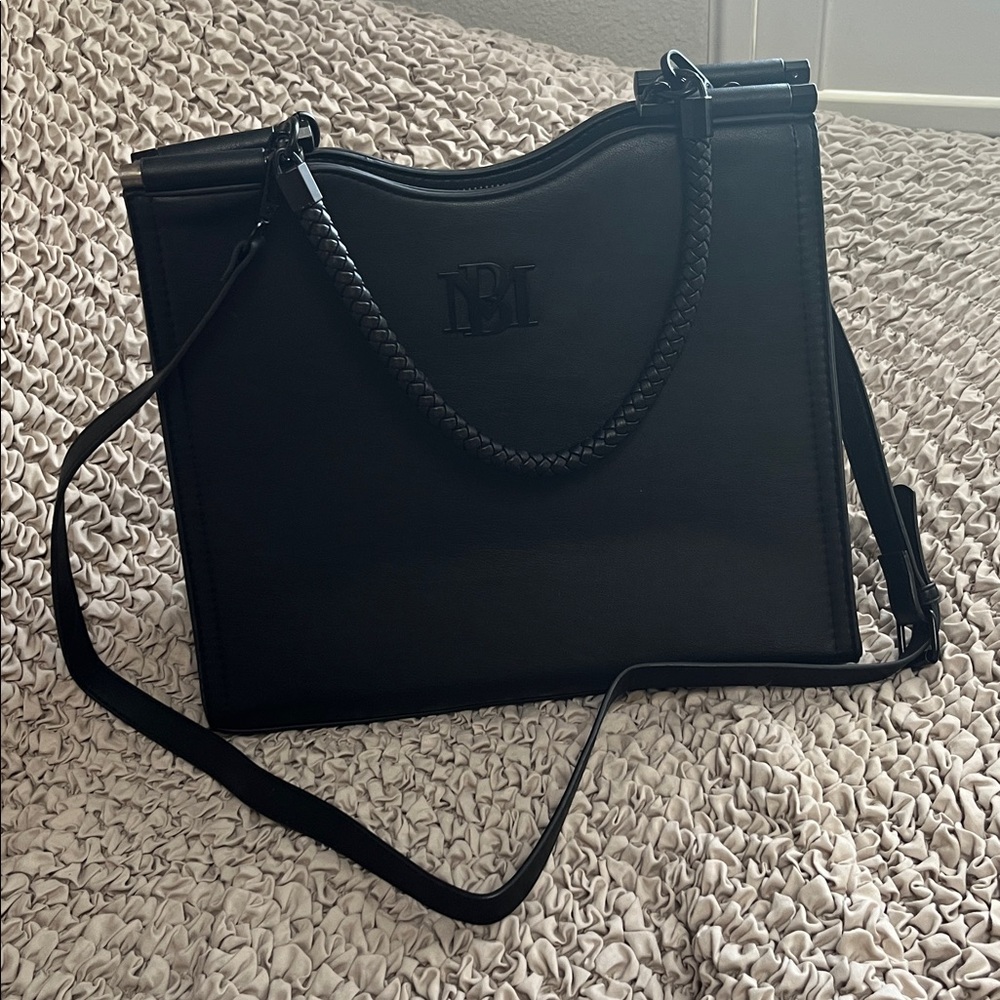 Badgley Mischka Elegant Black Tote with Braided Detail